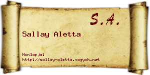Sallay Aletta névjegykártya